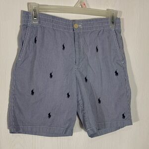 Polo by Ralph Lauren Classic Pony All Over Striped Blue Shorts Size 14